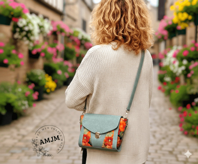 Sac Candy Small en simili et liège fleurs