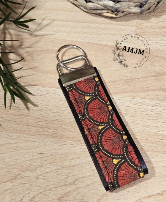 Porte-clés liège évantails rouge