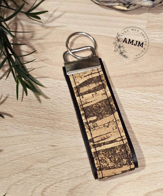 Porte-clés liège motif bois