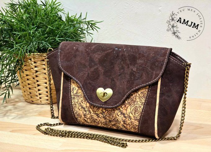 Sac Irène en liège marron et liège fleuri